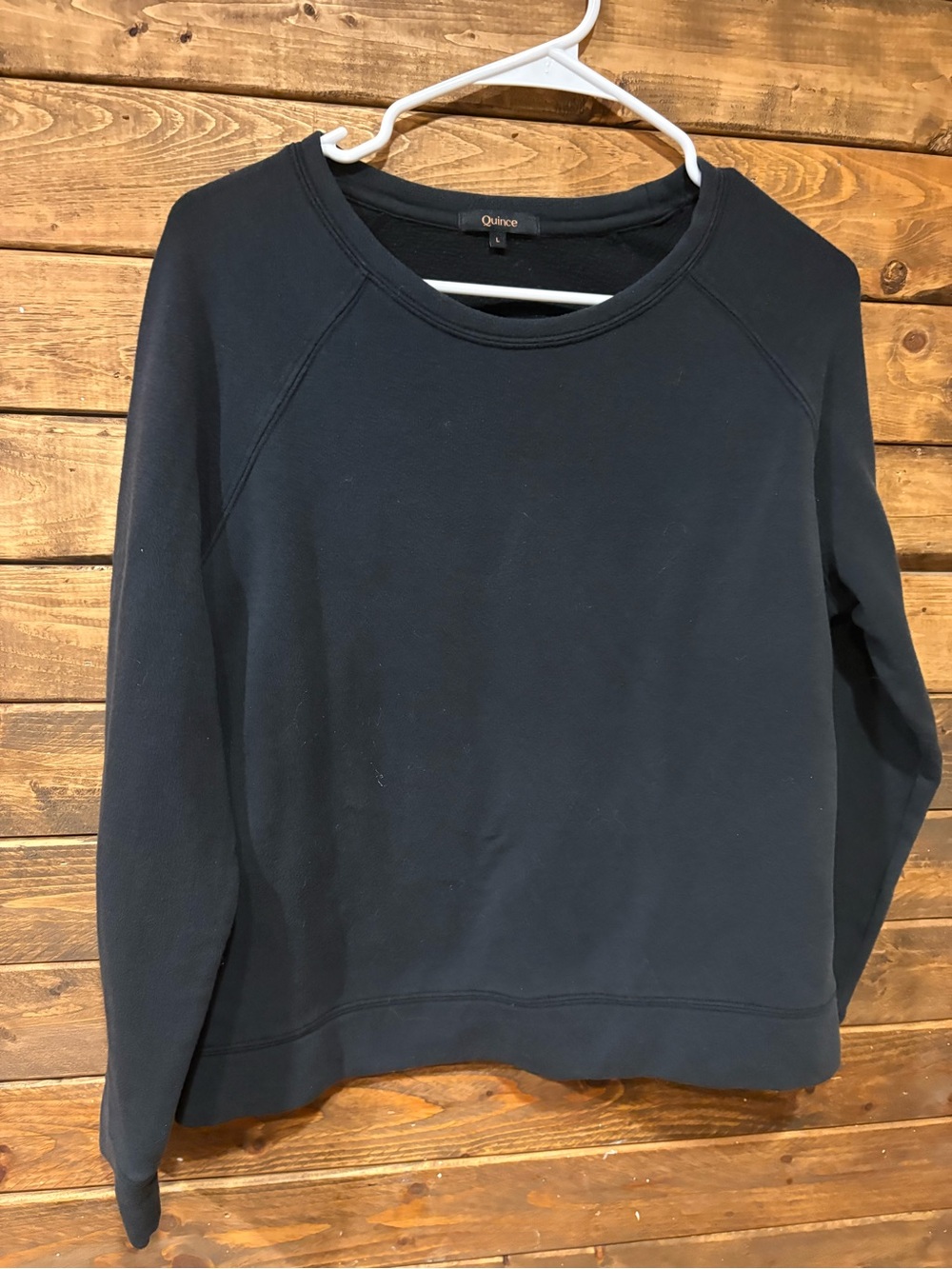 Quince Women's Black Crewneck Comfy Sweatshirt top size large